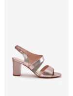 Dámské Sandály Na Podpatku Sergio Leone SK866 Růžové Zlato
