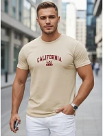 Pánské bavlněné tričko s potiskem „California“, béžové, FashionStreet NX5140R Pánské bavlněné tričko s potiskem „California“, béžové, FashionStreet NX5140R
