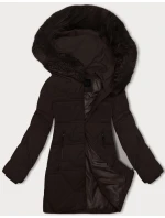 Dámská zimní bunda v čokoládové barvě s kapucí J Style (16M9099-158)