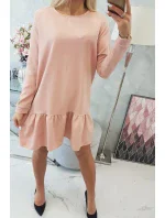 Šaty s volánem tmavě pudrově růžové