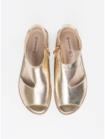 Designové dámské zlaté sandály bez podpatku Designové dámské zlaté sandály bez podpatku