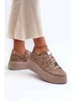Kožené sportovní boty na platformě Maciejka 06191-10 Bežové