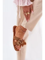 Ploché Dámské Pantofle S Mašlí Camel Tobin