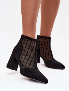 Damské kotníkové boty na podpatku sítě D A LZ52 944 černé