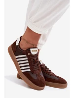 Dámské tenisky z pravé kůže a semiše Big Star TT274715 Čokoládové