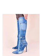 Dámské kozačky na podpatku SXX-5 Jeans modrá - Step in Style