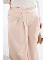 Dámské kalhoty Plus Size s širokými nohavicemi a plisováním béžová