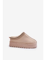 Dámské Sněhule Na Platformě Zateplené Kožešinou Světle Béžové Remenia