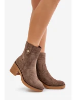 Zateplené dámské boty na podpatku hnědé Vailia