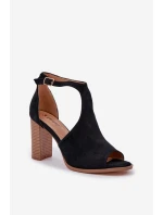Sandály Na Podpatku Z Eko Semiše Černé Lanadriena Sandály Na Podpatku Z Eko Semiše Černé Lanadriena