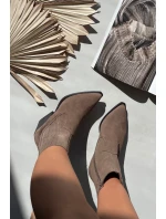 Sametové Kotníkové Boty Cowboy Dámské Na Podpatku Zateplené Khaki Dylira