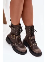 Dámské zateplené workery s přezkami Marisse – hnědé