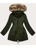 Dámská oboustranná zimní bunda khaki černá (w557-1big)