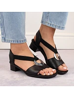 Dámské kožené sandály s gumovými pásky černé Rieker 62662