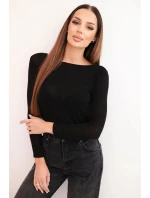 Dámská kasmírová blůza s kulatým výstřihem a dlouhými rukávy černá Dámská kasmírová blůza s kulatým výstřihem a dlouhými rukávy černá