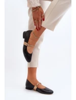 Dámské kožené baleríny na plochém podpatku Laura Messi 2774 černé