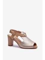 Dámské sandály na podpatku z eko kůže zlaté Queenmarie Dámské sandály na podpatku z eko kůže zlaté Queenmarie