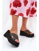 Dámské Klapky Na Klínu A Platformě Leopardí Černé Sevolee