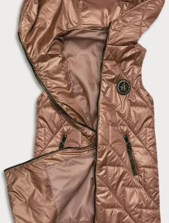 Prošívaná dámská vesta v karamelové barvě (B8127-14)