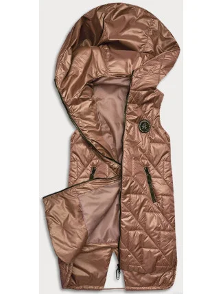 Prošívaná dámská vesta v karamelové barvě (B8127-14) Prošívaná dámská vesta v karamelové barvě (B8127-14)