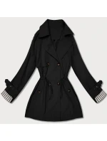 Krótki trencz na guziki Goodlookin czarny (KK60415-1#)