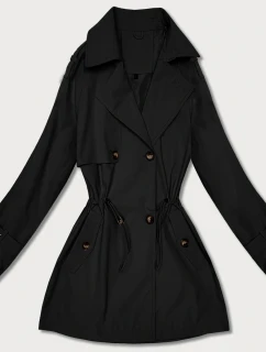 Krótki trencz na guziki Goodlookin czarny (KK60415-1#)