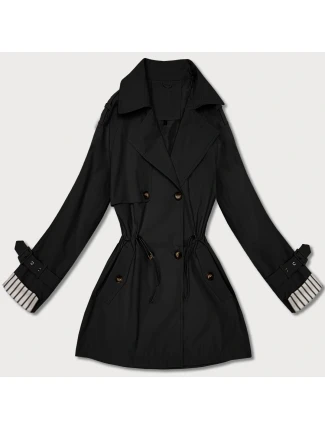 Krótki trencz na guziki Goodlookin czarny (KK60415-1#)