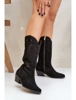Semišové Kozačky S Prodyšným Svrškem Černé Zazoo 3609