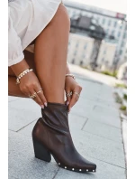 Dámské cowboy boty z eko kůže na sloupku hnědé Abrielle