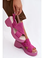 Kožené dámské sandály na platformě S.Barski LR61-7005 Fuchsiová