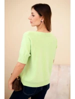 Dámský svetr z viskózy s krátkým rukávem pistáciový