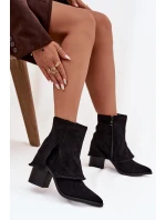 Dámské kotníkové boty na podpatku s otočeným horním lemem Černé Idalia