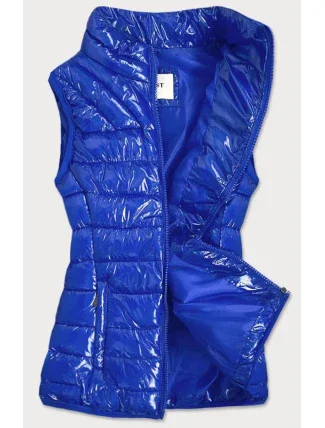 Světle modrá dámská lesklá vesta se stojáčkem (B0107)