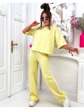 Žlutý dámský bavlněný oversize komplet (82188)