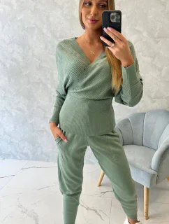 Dvoudílný svetrový set tmavě mátový