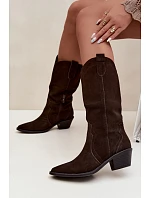 Kožené cowboy boty z semišové kůže s vyhříváním na podpatku Hnědé Radley Kožené cowboy boty z semišové kůže s vyhříváním na podpatku Hnědé Radley