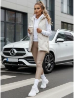 Dámská prošívaná vesta s kapucí bílá FashionStreet TY5108