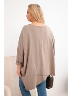 Dámská bavlněná blůza Plus Size s asymetrickým spodním lemem a V výstřihem fango