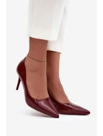 Lakované ekokůže dámské lodičky s špičatými nosy bordó Jadira