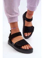 Dámské semišové sandály na platformě Big Star Black Dámské semišové sandály na platformě Big Star Black