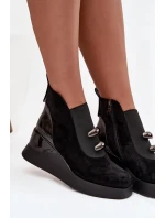 Dámské kotníkové boty na platformě D&A – černé