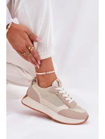 Dámské Sportovní Boty S Síťovinou Na Platformě Béžové Poova