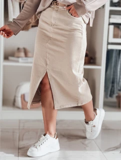 Džínová maxi sukně s rozparkem MIDIWAY béžová FashionStreet CY0479