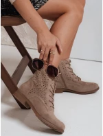 Dámské béžové ažurové boty FashionStreet ZY1045