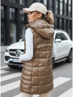 Dámská prošívaná vesta s kapucí ve zlaté barvě FashionStreet TY5258