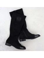 Dámské černé semišové lakované kozačky M.Daszynski MR2251-19