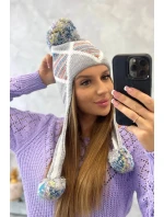 Dámská klapka na uši Eunika K322 šedá+modrá