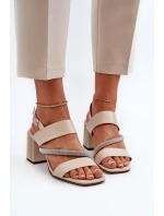 Dámské elegantní sandály na podpatku béžové D&A MR38-549