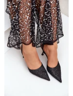 Lodičky S Otevřenou Patou Ozdobené Leskem Černé Berilae Lodičky S Otevřenou Patou Ozdobené Leskem Černé Berilae