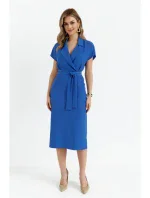 S363 Košilové šaty s páskem na zavázání - modré S363 Košilové šaty s páskem na zavázání - modré
